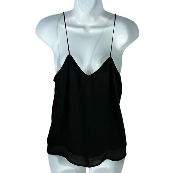 Alythea Black Cami Tank Top Sz M Double V-Neck Blouse Sleeveless Lined - Picture 4 of 5